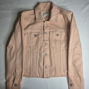 Women's Lucky Brand Tomboy Trucker Pink Denim Light Washed Jean Jacket
